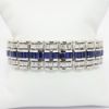 Picture of 18k White Gold, Baguette Cut Diamond & Blue Baguette Cut Sapphire Bracelet