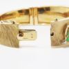 Picture of Vintage Textured 14k Yellow Gold Hinged Bangle Bracelet with Applied Jade & Diamond Bees