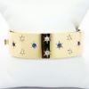 Picture of Vintage 14k Yellow Gold Hinged Bangle Bracelet with Diamond & Sapphire Accented Star Details