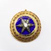 Picture of Antique Victorian 18k Yellow Gold, Cobalt Blue Guilloche Enamel & Old Cut Diamond Watch Brooch