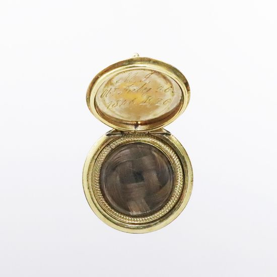 Picture of Antique Victorian 10k Yellow Gold Mourning Locket with Braided Hair