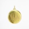 Picture of Antique Art Nouveau Era 14k Yellow Gold Floral Motif Locket with Small Diamond Accent