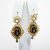 Picture of Antique Victorian 14k Yellow Gold, Black Enamel & Seed Pearl Mourning Brooch & Earring Set in Original Box