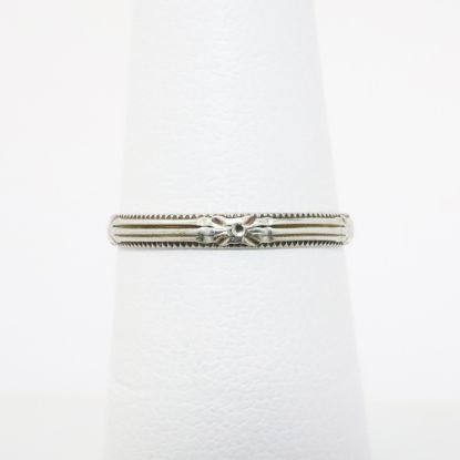 Picture of Antique 18k White Gold Etched Wedding Band with Milgrain Detailing