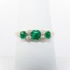 Picture of Vintage 14k Yellow Gold & Triple Emerald Ring with Diamond Accents