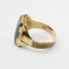 Picture of Vintage Hand Wrought 10k Yellow Gold & Hematite Men's Intaglio Ring with Diamond Accents