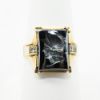 Picture of Vintage Hand Wrought 10k Yellow Gold & Hematite Men's Intaglio Ring with Diamond Accents