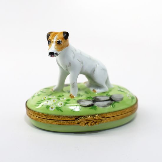 Picture of Artoria Limoges, France Porcelain Jack Russel Terrier Dog Trinket Box