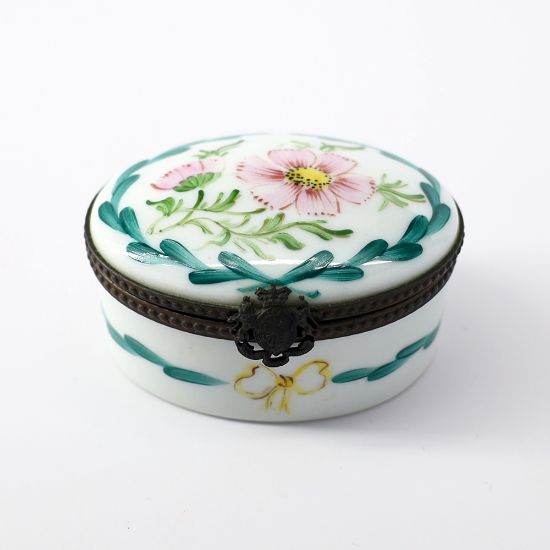 Picture of Rochard Limoges, France Porcelain October 'Flower of the Month' Cosmos Trinket Box