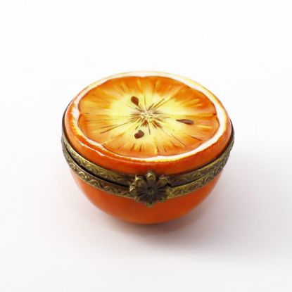 Picture of Limoges, France Porcelain Orange Half Trinket Box by Parry Vieille