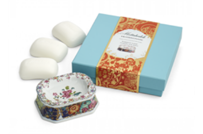 Picture of Mottahedeh Soap Dish And 3 Bars Of Soap Gift Set "Tobacco Leaf"