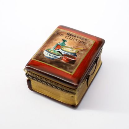 Picture of Limoges, France Porcelain 'Recettes de Cuisine' Cookbook Trinket Box