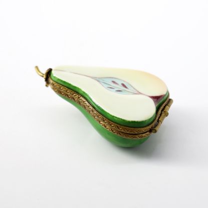 Picture of Limoges, France Porcelain Green Pear Half Trinket Box by Parry Vieille