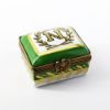 Picture of Limoges, France Porcelain Traditional Green Trinket Box with Letter 'N' on Lid