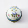 Picture of Vintage Traditional Round Limoges, France Porcelain Trinket Box with Blue Floral Motif