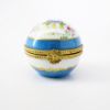 Picture of Vintage Traditional Round Limoges, France Porcelain Trinket Box with Blue Floral Motif