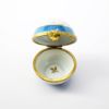 Picture of Vintage Traditional Round Limoges, France Porcelain Trinket Box with Blue Floral Motif