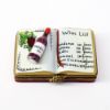 Picture of Limoges, France Porcelain Wine List Book Shaped Trinket Box with Bottle of Bordeaux on the Lid