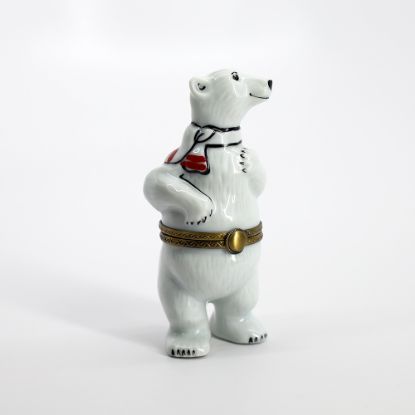 Picture of Polar Bear With Red & White Scarf LimogesTrinket Box By La Gloriette