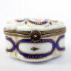 Picture of Vintage Traditional Limoges, France Porcelain Trinket Box in Blue & Gold with Floral Motif