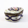 Picture of Vintage Traditional Limoges, France Porcelain Trinket Box in Blue & Gold with Floral Motif