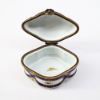 Picture of Vintage Traditional Limoges, France Porcelain Trinket Box in Blue & Gold with Floral Motif