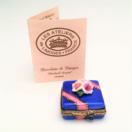 Picture of Ateliers De Limoges Hand Painted Square Box With Delicate Roses On Top & Inside The Box