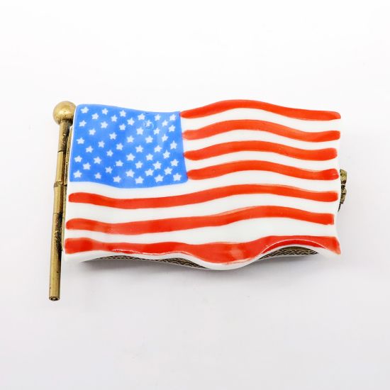 Picture of American Flag Limoges Trinket Box With Little French Flags Inside