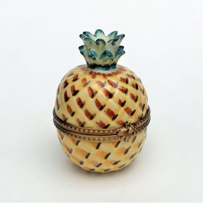 Picture of Vintage Pineapple Limoges Trinket Box With Fly Clasp. Hand Painted