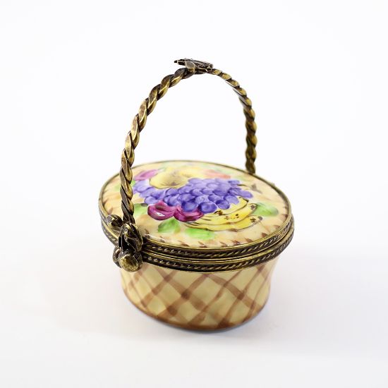 Picture of Limoges, France Porcelain Basket of Fruit Shaped Trinket Box