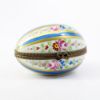 Picture of Limoges, France Porcelain Traditional Egg Shaped Trinket Box with Blue, Gold & Floral Motif