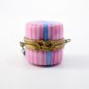 Picture of Miniature Limoges, France Porcelain Pink Hat Box Trinket Box with Blue Bow