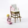 Picture of Limoges, France Porcelain Pink High Chair Trinket Box with Baby Girl Figurine 