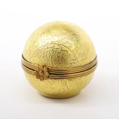 Picture of Rare Retired Gold Encrusted Sphere With Cherubs Limoges Trinket Box