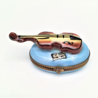 Picture of Retired Parry Vieille Violin On Blue Base Limoges Trinket Box