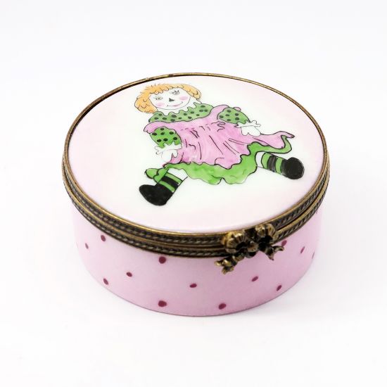 Picture of Retired Raggedy Ann Painted Round Limoges Trinket Box