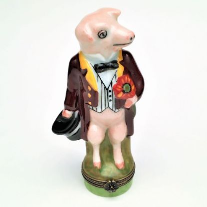 Picture of Retired Gentleman Pig On A Visit Limoges Trinket Box