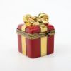 Picture of  Retired Red & Gold Christmas Present Limoges Trinket Box By La Gloriette