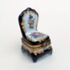 Picture of Retired Limoges Porcelain Traditional Style Chair Trinket Box with Cobalt Blue & Floral Motif by Dubarry