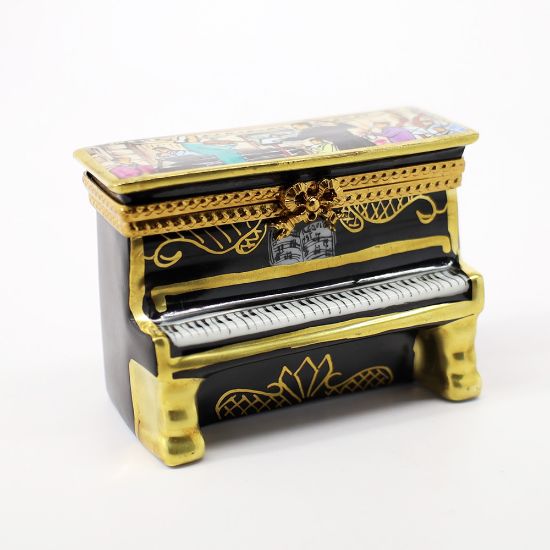 Picture of Upright Piano Trinket Box With Orchestra Painting On Lid.