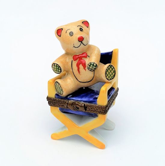 Picture of Retired Perry Vieille 'Nounours' (Teddy Bear) In Chair Limoges Trinket Box. 