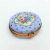 Picture of Retired Limoges Porcelain Traditional Round Blue & Gold Trinket Box with Floral Motif by Artoria