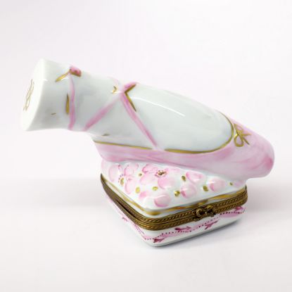 Picture of Retired Ballet Slipper On Bed Of Pink Flowers Limoges Trinket Box