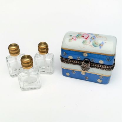 Picture of Limoges - Retired Dubarry Perfume Chest/Casket With 3 Bottles Limoges Trinket Box