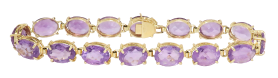 Picture of 14k Yellow Gold & Oval Cut Amethyst Bracelet