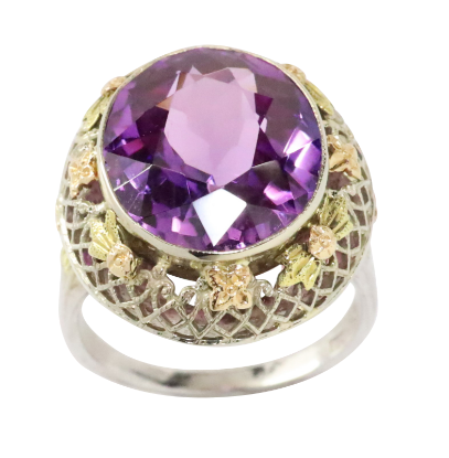 Picture of Antique Amethyst ring, 14k tri color gold