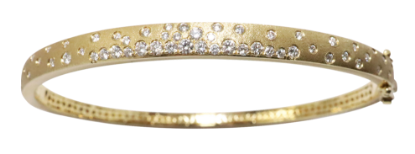 Picture of Confetti Collection 14k Yellow Gold & Diamond Hinged Bangle Bracelet