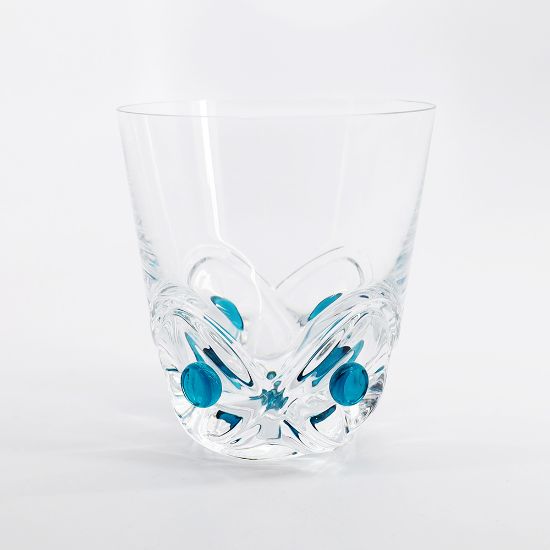 Picture of Lalique Crystal 'Floride' Aqua Dots 15 oz. Flat Tumbler/DOF