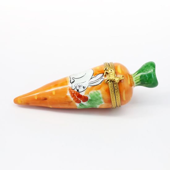 Picture of Retired Carrot With Rabbit Painting Limoges Trinket Box