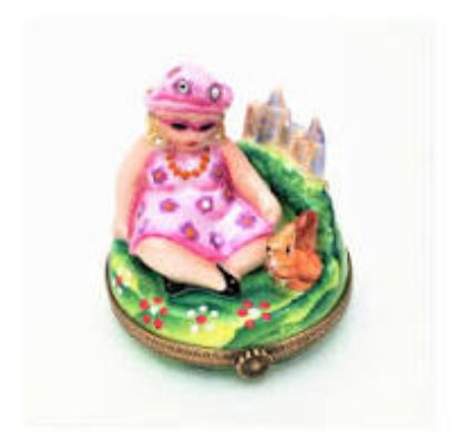 Picture of  Retired Lady In City Park With Squirrel Trinket Box With Original Box